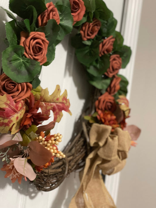 Autumn Rose Spread Wreath