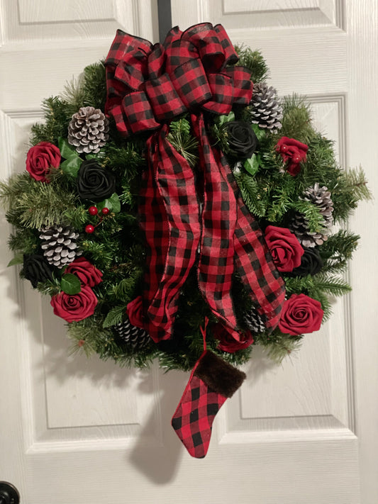 Red and Black Christmas Wreath