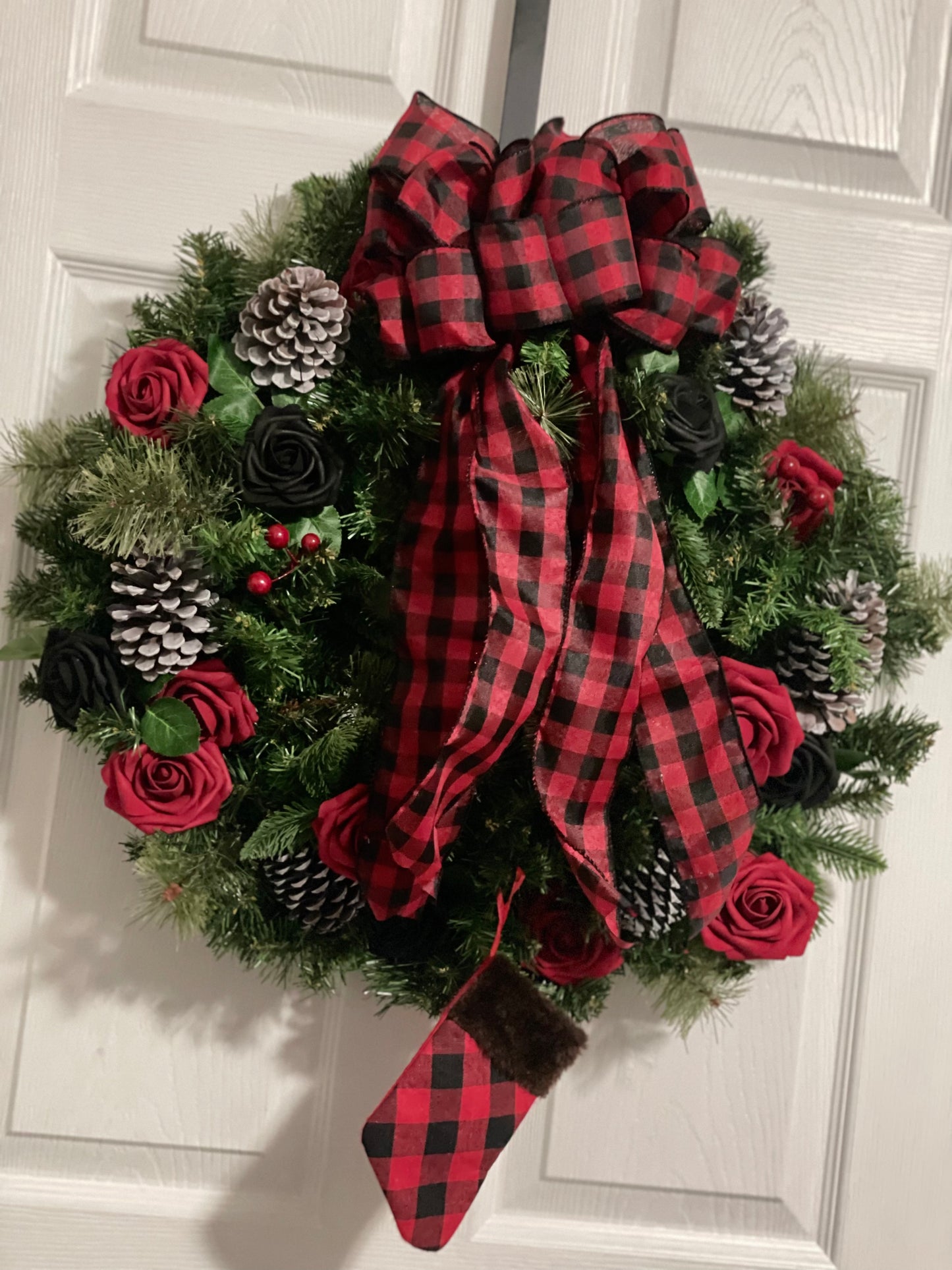 Red and Black Christmas Wreath