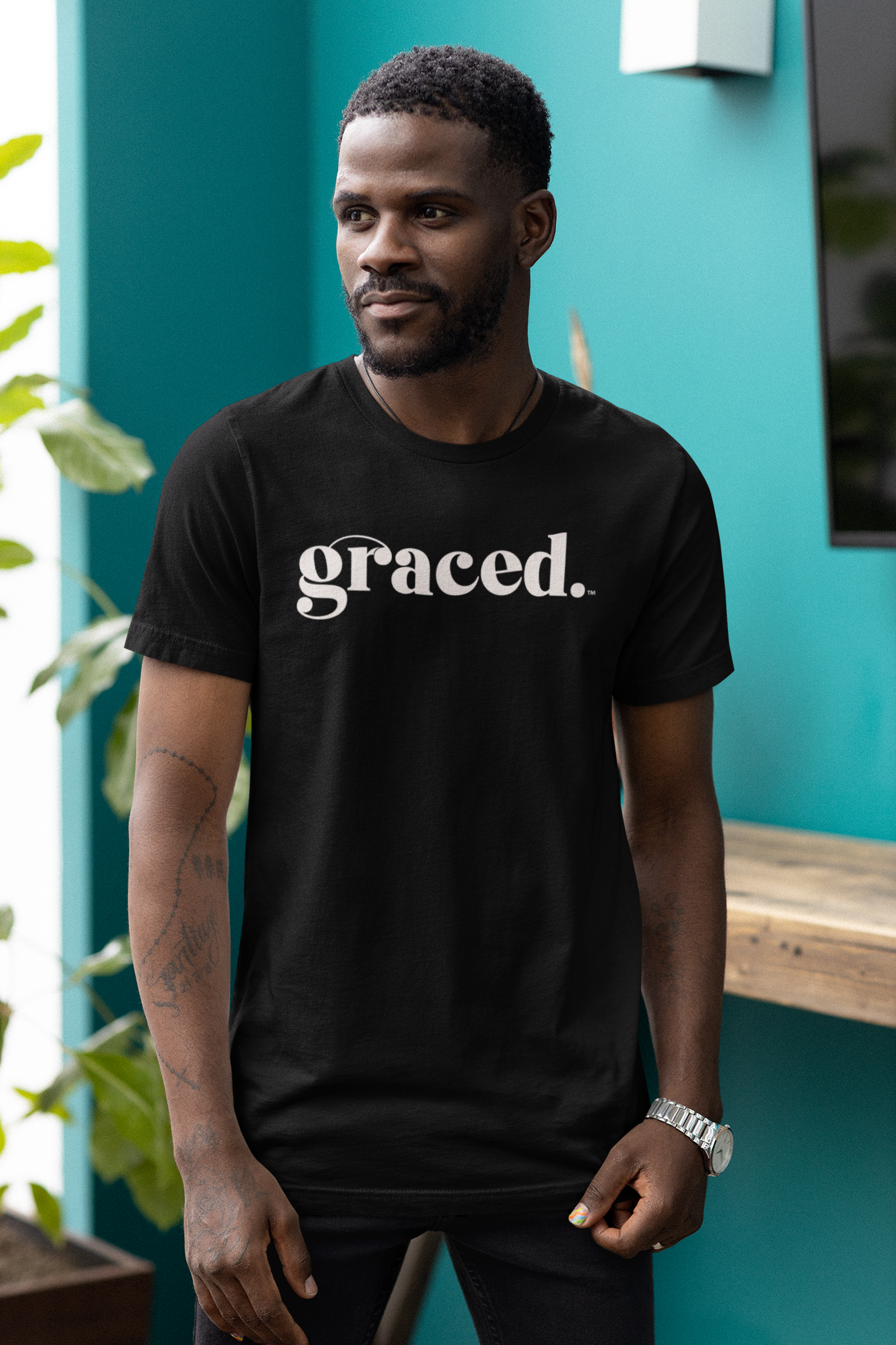 Graced Blk White Logo Tee