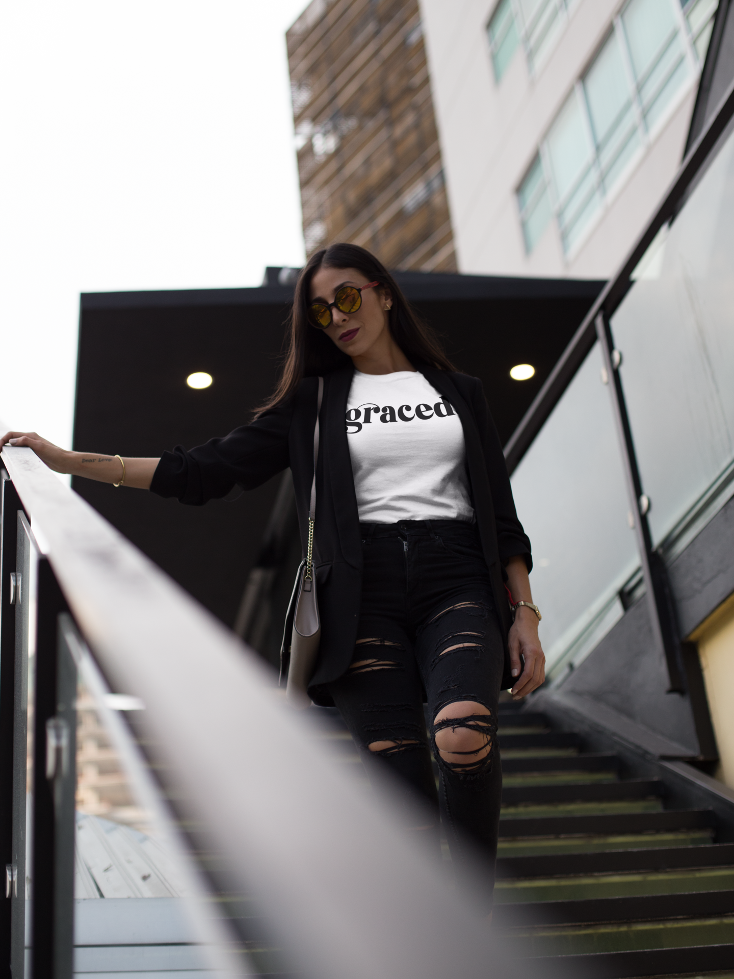 Graced Blk White Logo Tee